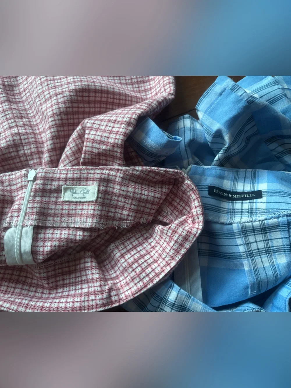 Brandy Melville Red Plaid & Blue Plaid Mini Skirts